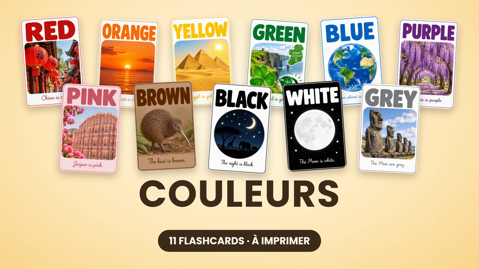 Flashcards des couleurs · Mes premières couleurs en anglais