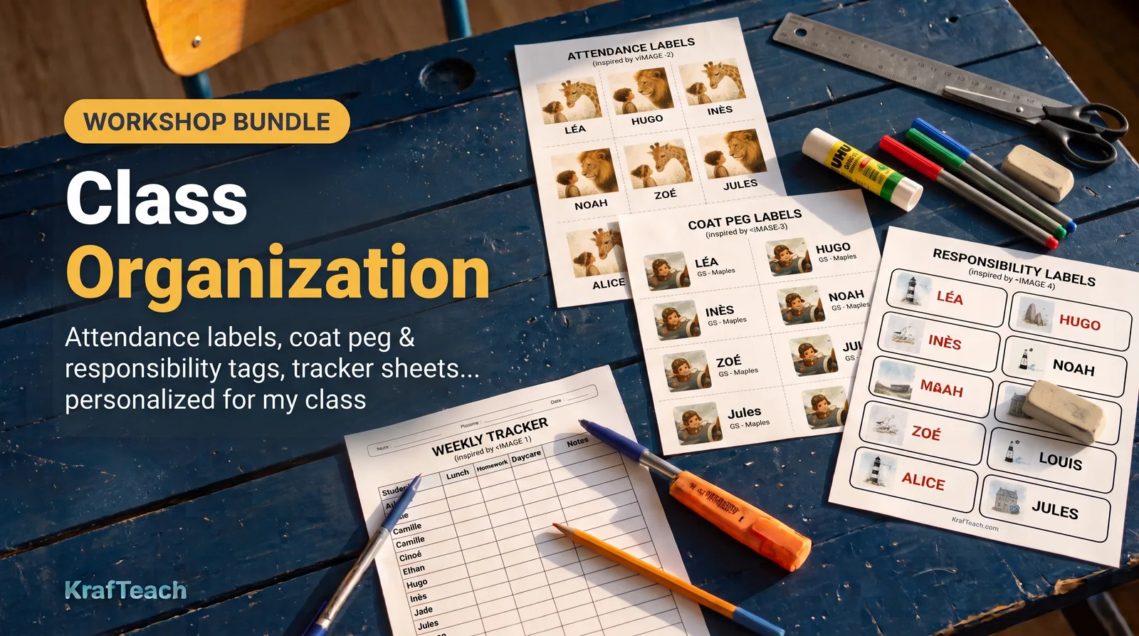 Printable class labels and organization tools